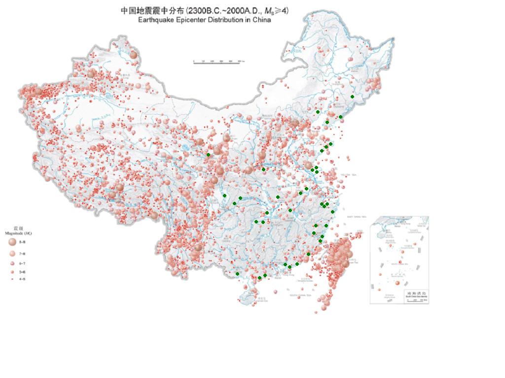中国现有核电站分布图