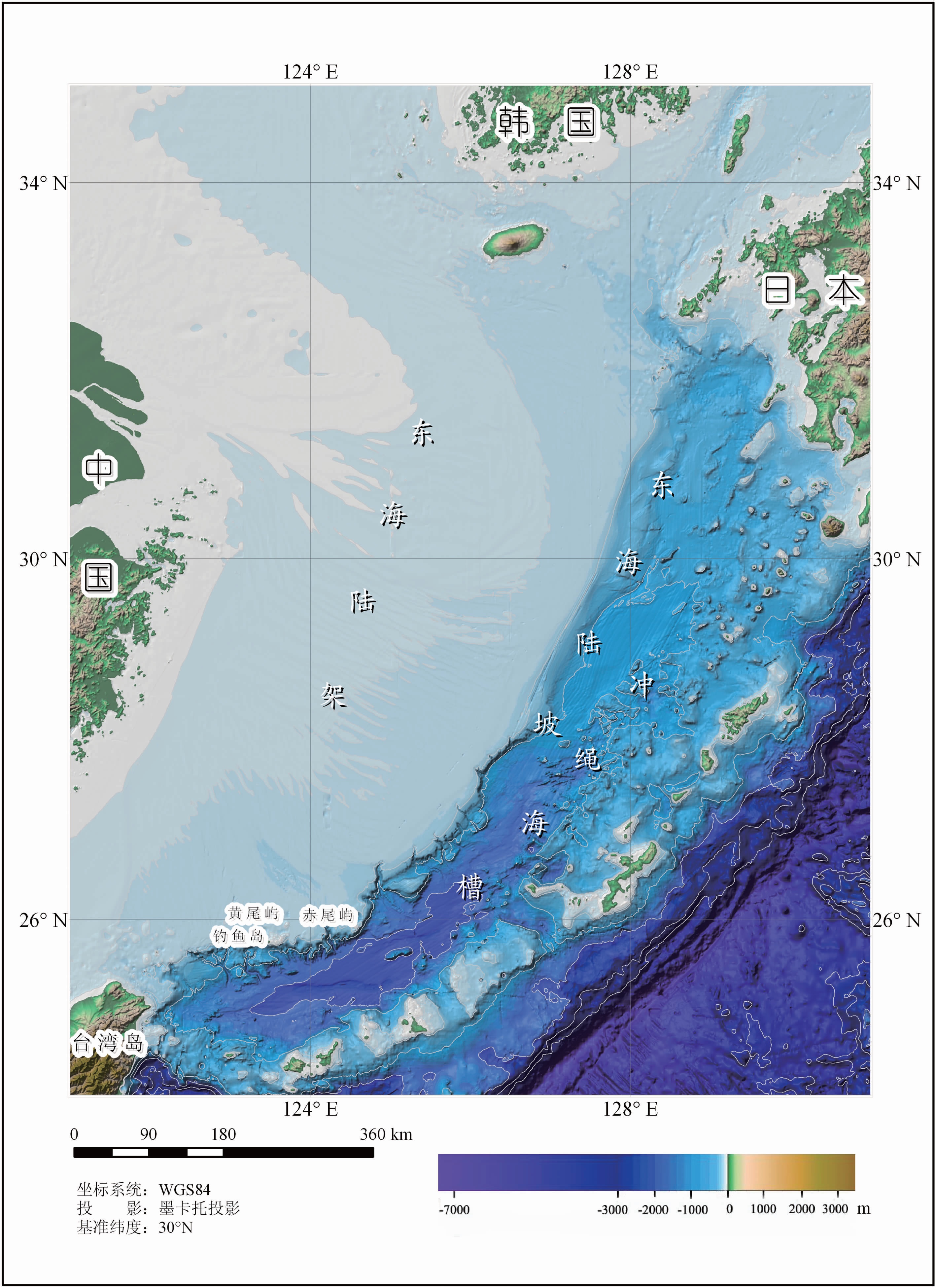 图1 东海海底地形图