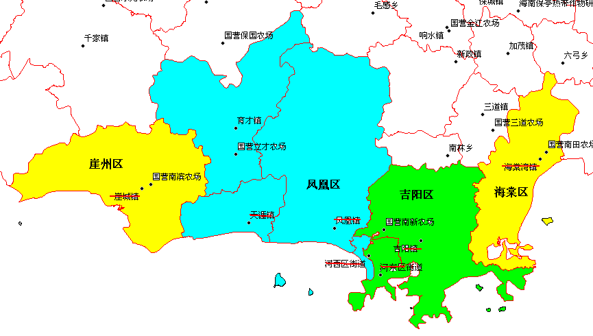 国务院批准三亚市设立吉阳,海棠,天涯,崖州四区(2015年1月2日挂牌)图片