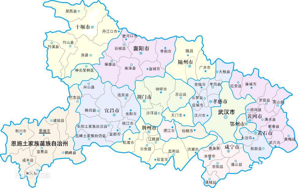 2014年最新湖北省行政区划图