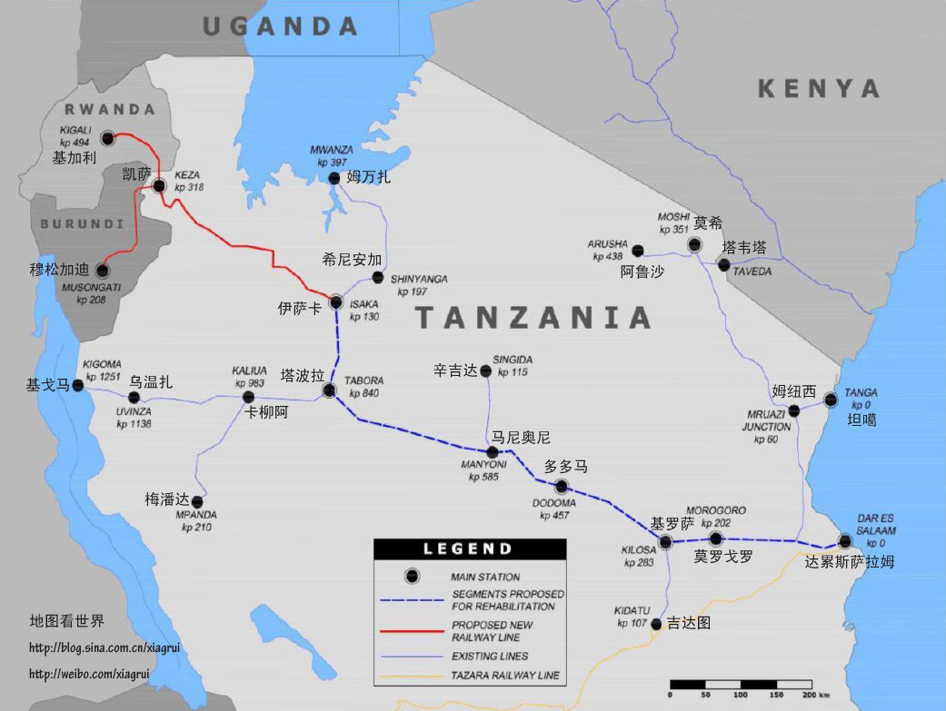 坦桑尼亚高清中文全图 - 坦桑尼亚地图 - 地理教师网
