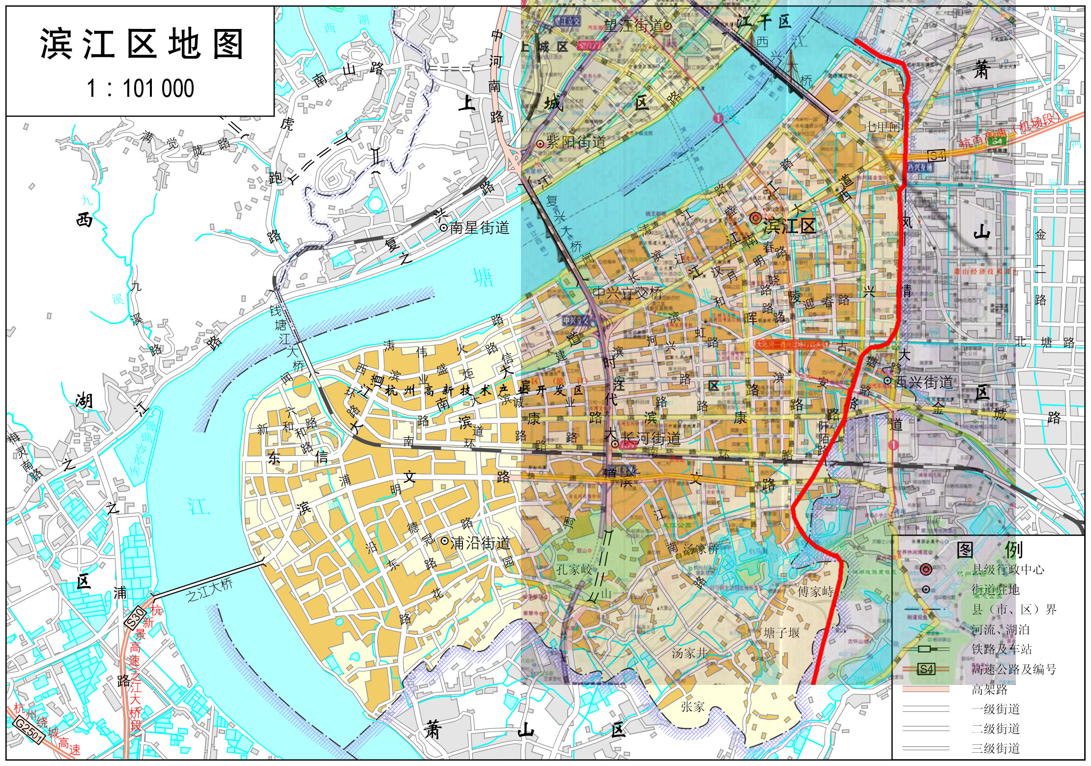 杭州市滨江区与萧山区在西兴街道办附近的区界有什么说法没?图片