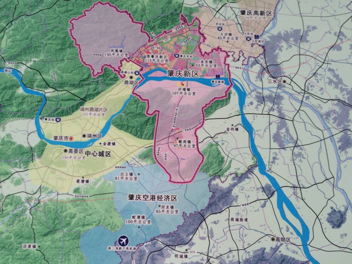 珠三角新干线机场选址位于广东省佛山市高明区更合镇新圩社区与肇庆市