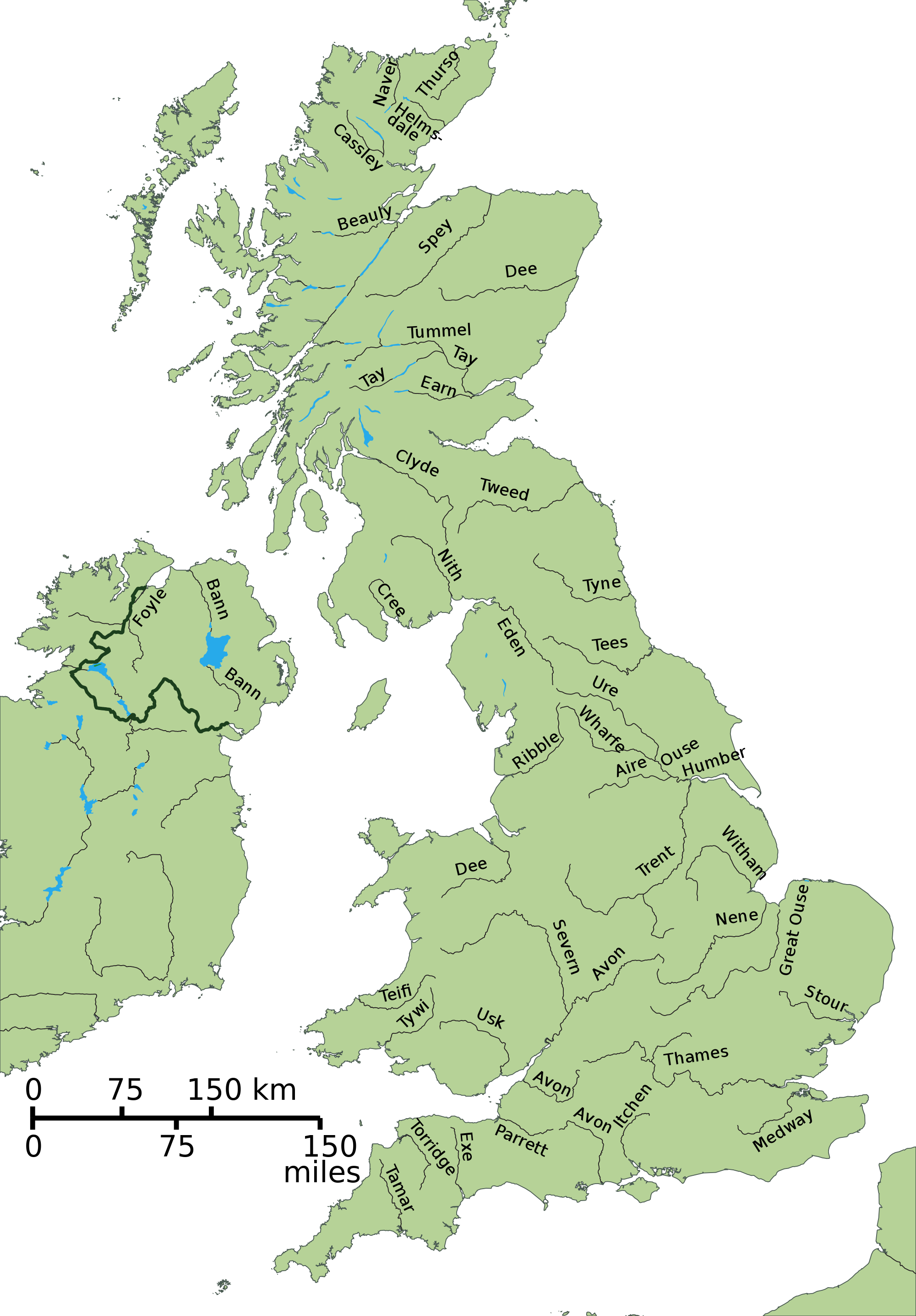 英国三大河流分布图,英国的河流分布示意图 - 伤感说说吧